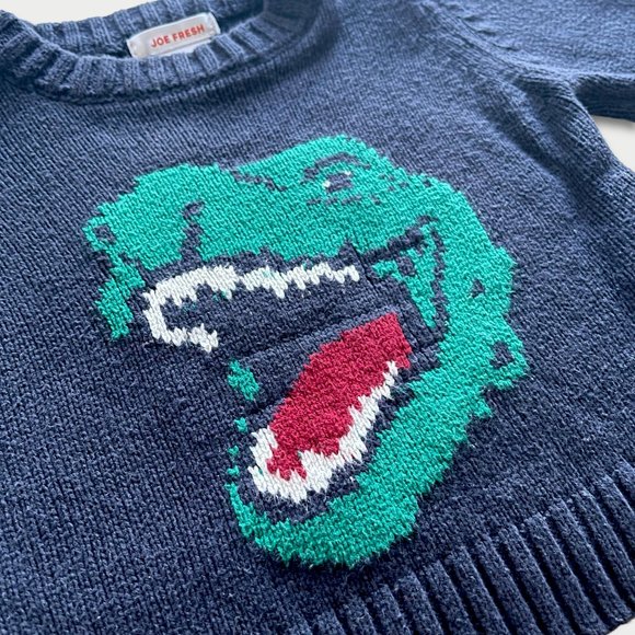 Joe Fresh T-Rex Dinosaur Knit Sweater w/ Jean Set | 3mos - Picture 3 of 5